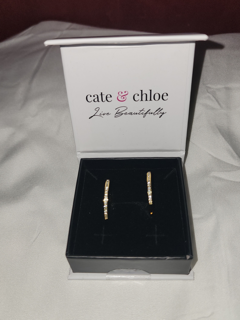 Cate & Chloe Yellow Gold Plated Hoop Earrings - Swarovski Crystals - Picture 5 of 6